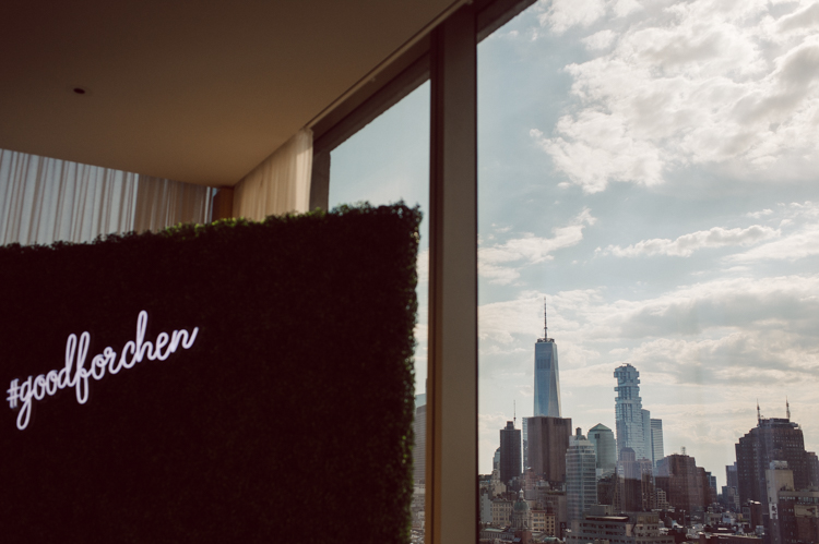 Public Hotel NYC spring rooftop wedding with Stella and Peter. NYC began to loosen COVID restrictions so events and weddings were finally allowed. Stella and Peter were able to keep their original wedding date, but unfortunately Stella's parents couldn't make it to the wedding due to COVID travel restrictions. Stella and Peter's wedding took place on 17th floor with rooftop access at the Public Hotel. Their wedding ceremony was on the rooftop, as well as their first look and some photos then we wandered around the hotel and took some epic photos at the pent house and escalator. Public Hotel NYC was so fun to photograph and I had the coolest, the most chill couple to work with. Stella and Peter's epic wedding at Public Hotel NYC photographed by Karis | Hey Karis.